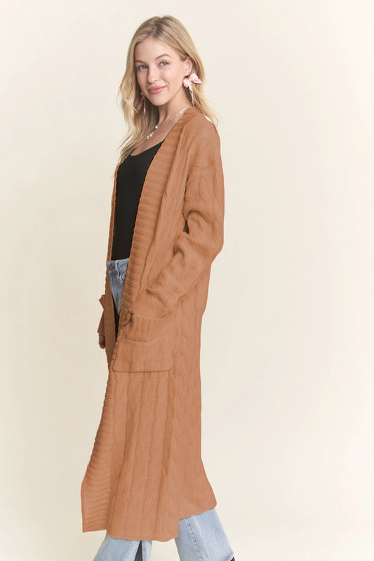 Black Friday - The Amanda Cable Knit Long Cardigan - Camel
