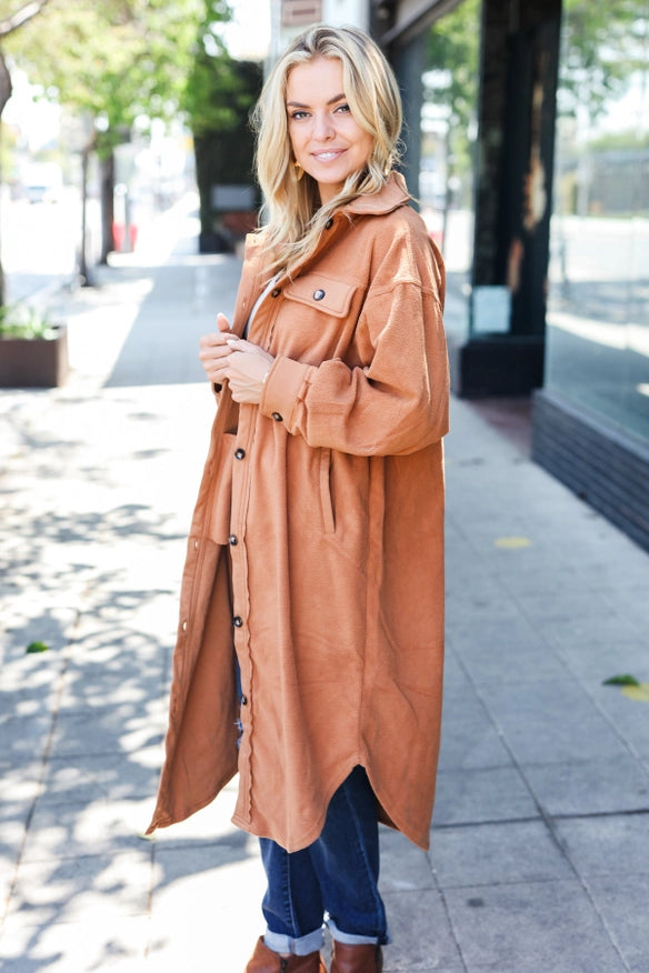 Turn Heads Shacket - Camel