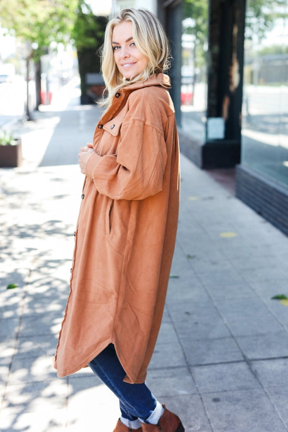 Turn Heads Shacket - Camel