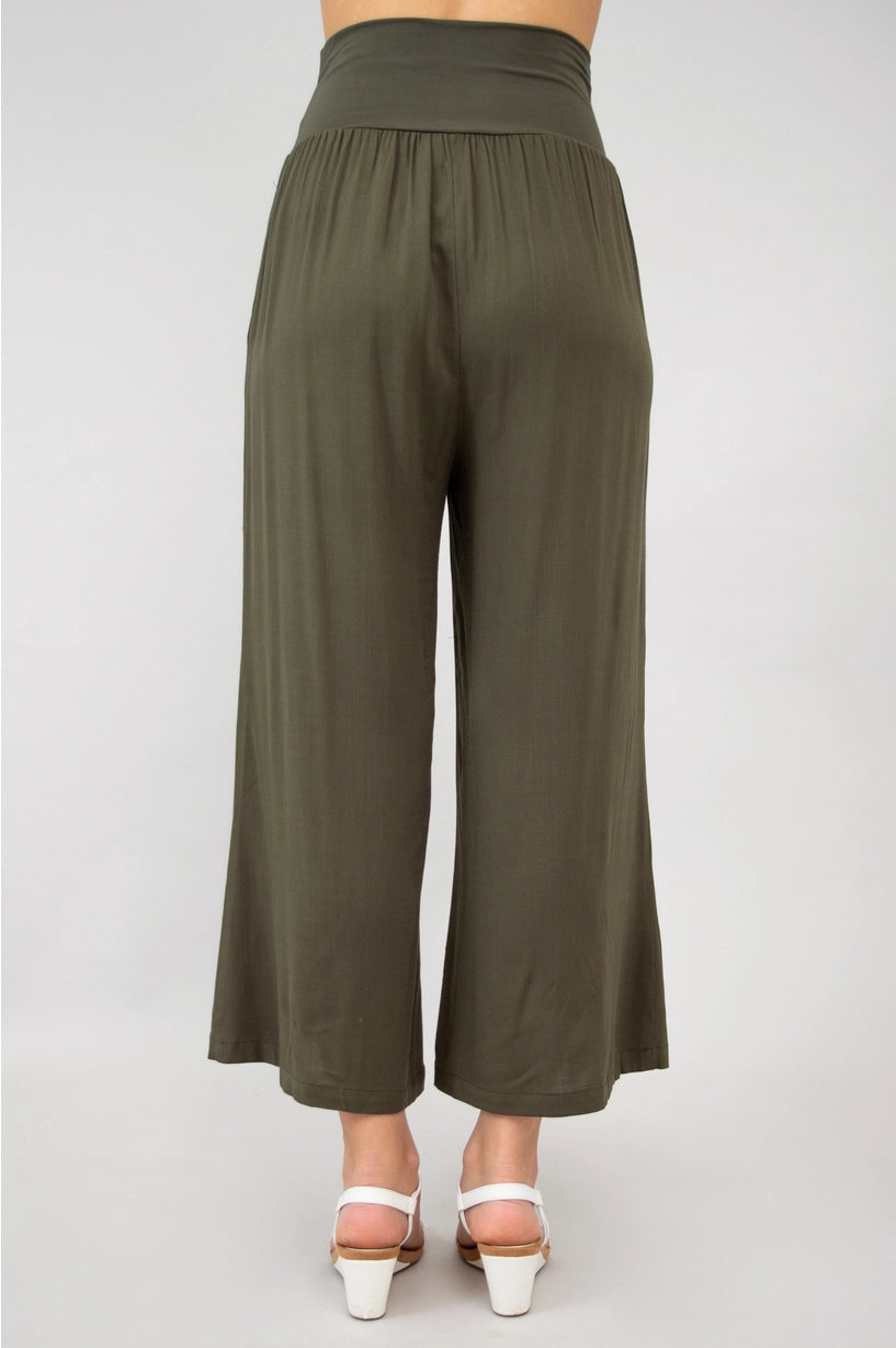 Linen Bamboo Khaki Capri