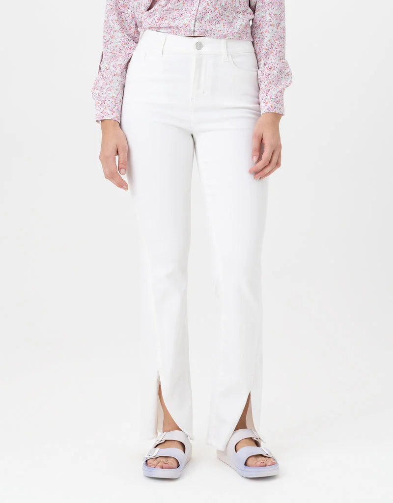 Renaur - White Woven Jeans with Open Slit