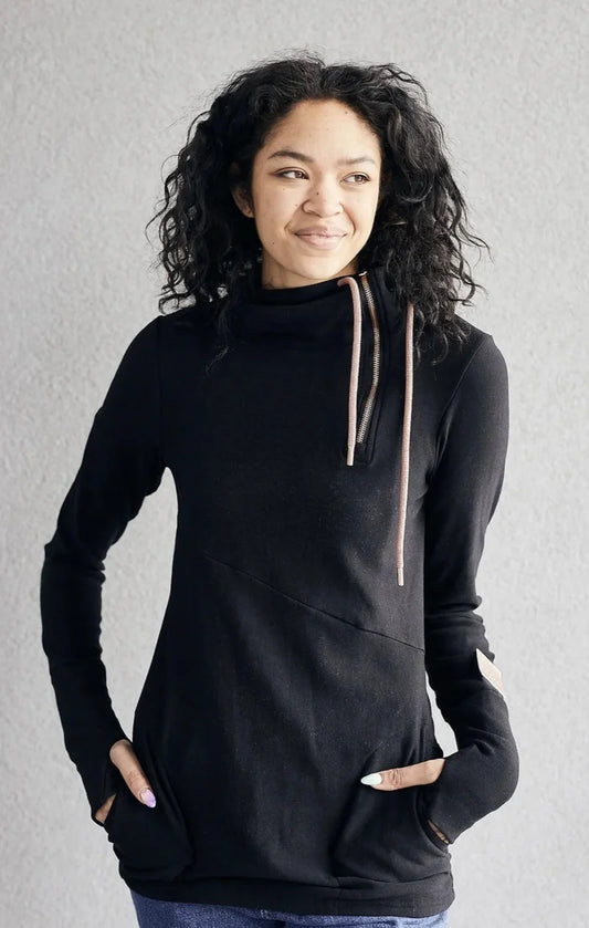 Pink Cement - 1/4 Zip- Blk with Rose Gold