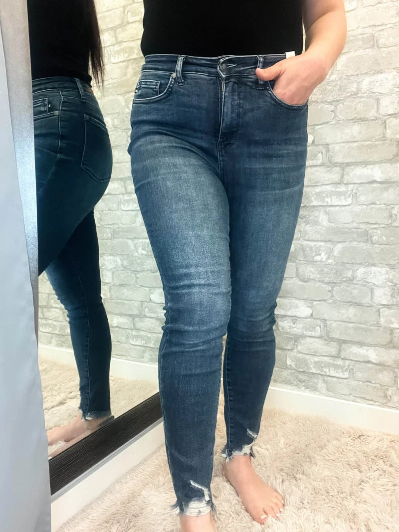 Judy Blue Raw Hem Tummy Control Skinny Jeans