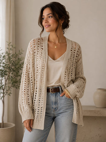 The Crochet Cardigan - Beige