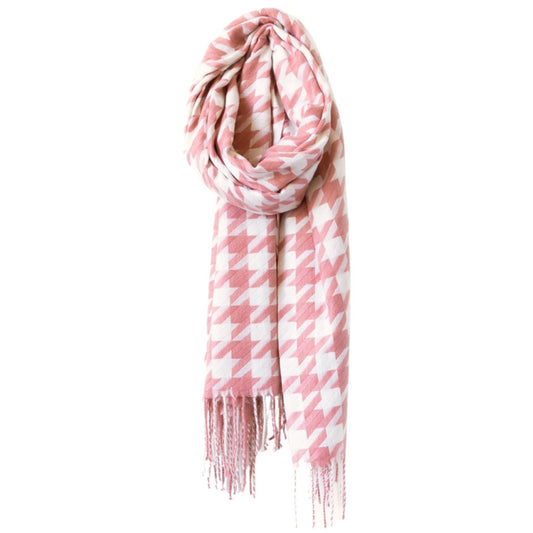 LIGHT PINK & IVORY HOUNDSTOOTH SCARF