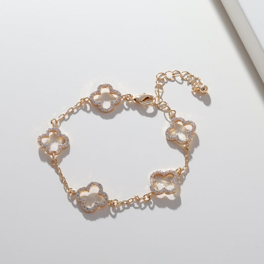 720168 - Merx Cleef Gold with Crystals Bracelet