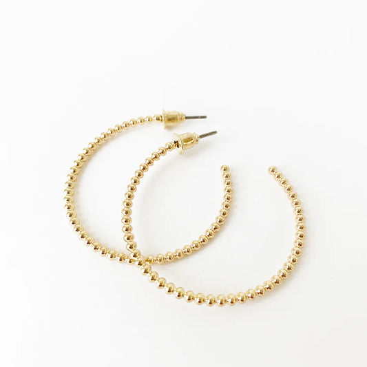 2508 - GOLD METAL BEADED HOOPS