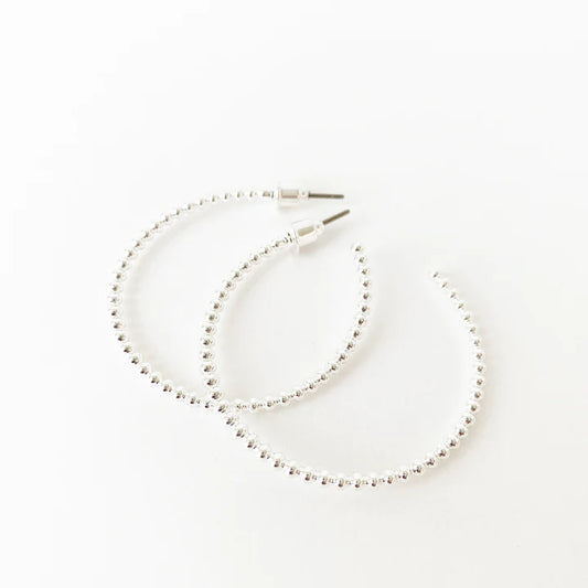 2508 - SILVER METAL BEADED HOOPS