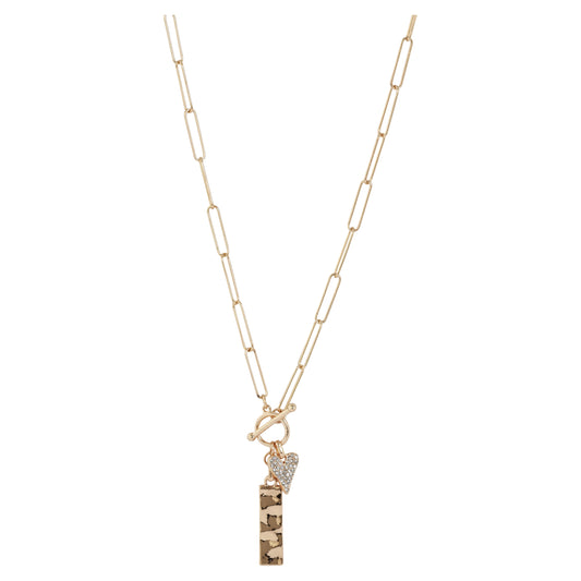 23861 - Merx Paperclip Long Necklace with Heart (Gold)