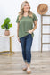 Curvy - Woven Airflow V-Neck Hi-Low Hem Top - Olive