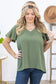 Curvy - Woven Airflow V-Neck Hi-Low Hem Top - Olive