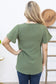 Curvy - Woven Airflow V-Neck Hi-Low Hem Top - Olive