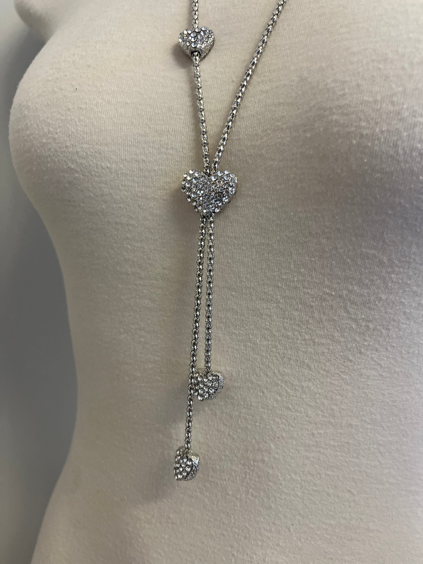 Dangle Hearts Pendant Necklace & Earrings Set