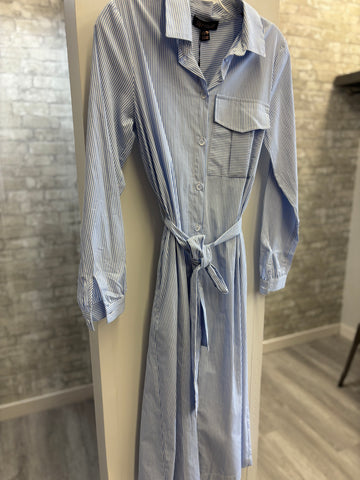 Papillon - Long Sleeve Blue/ White Dress