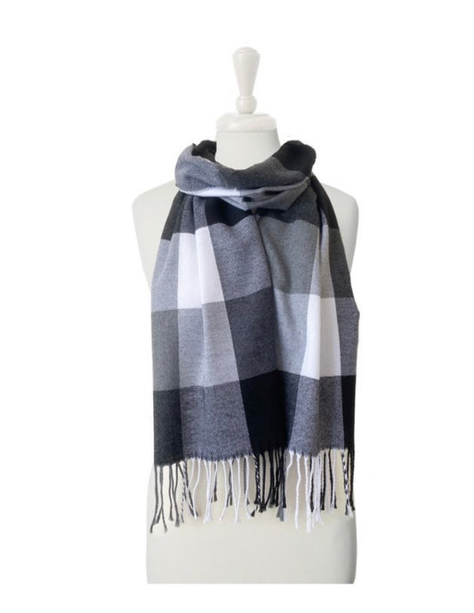 PLAID PATTERN SCARF - BLACK