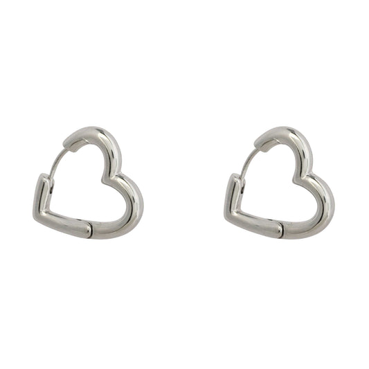 1884 - Merx Heart Hoop Earrings - Silver