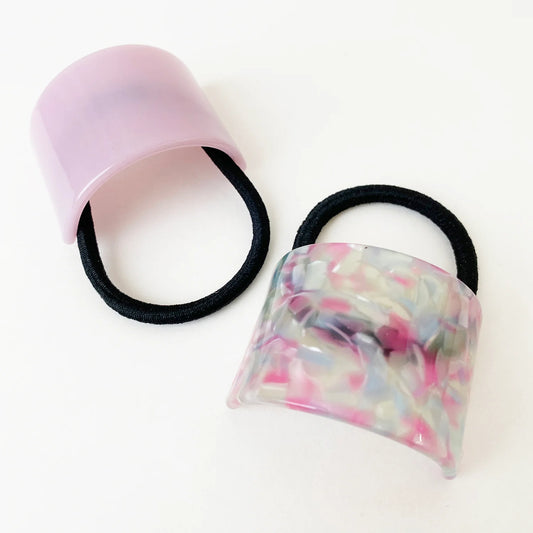5023 - PINK RESIN HAIR TIES (SET OF 2)