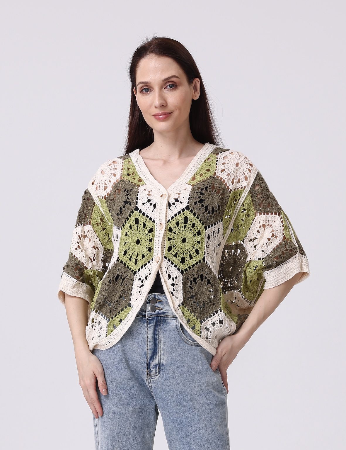 The Kimmy Crochet Cardigan  - Green