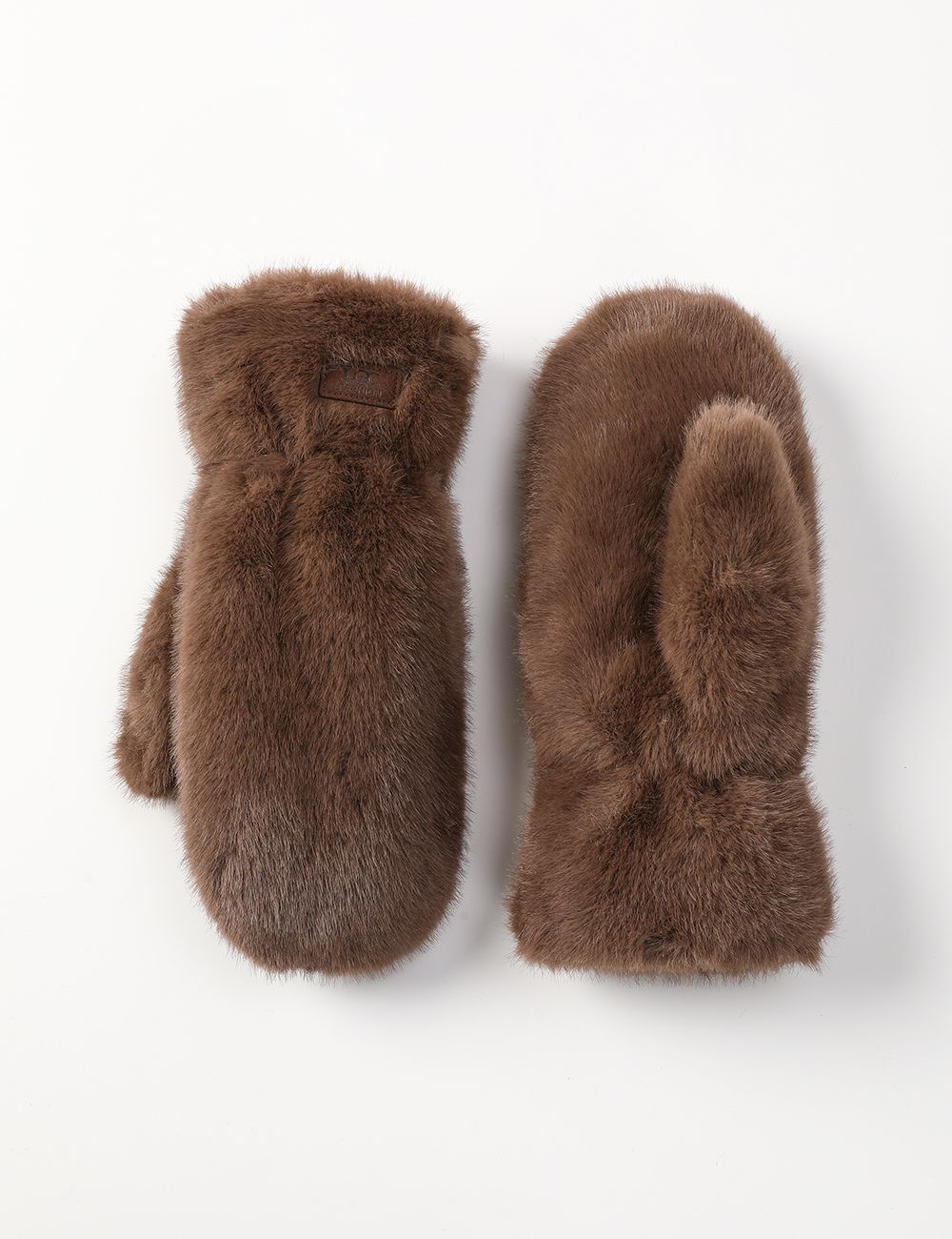 Faux Fur Mittens - Brown