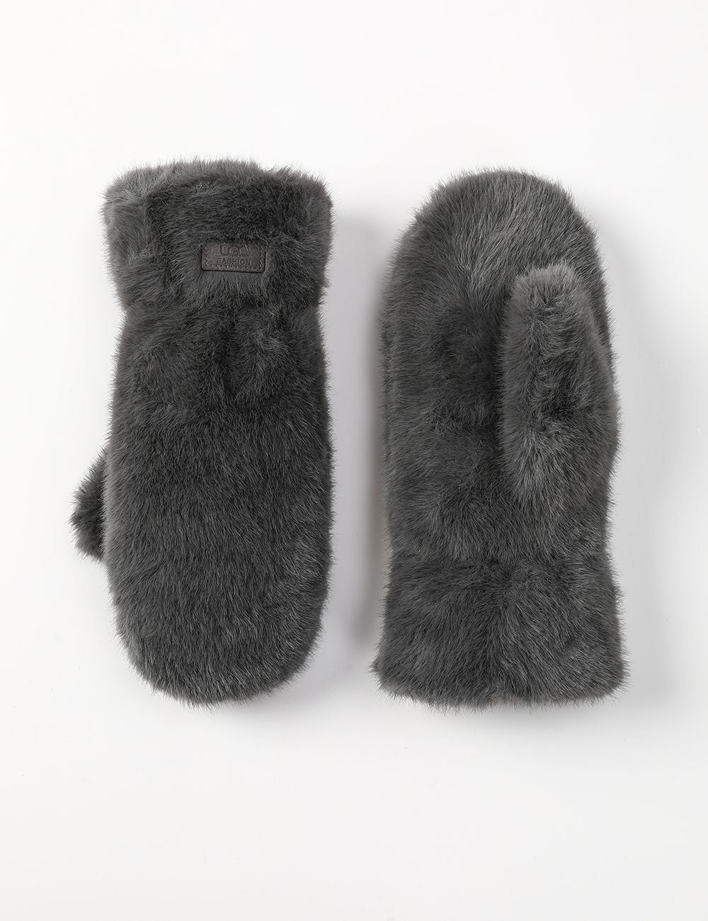 Faux Fur Mittens - Dark Charcoal
