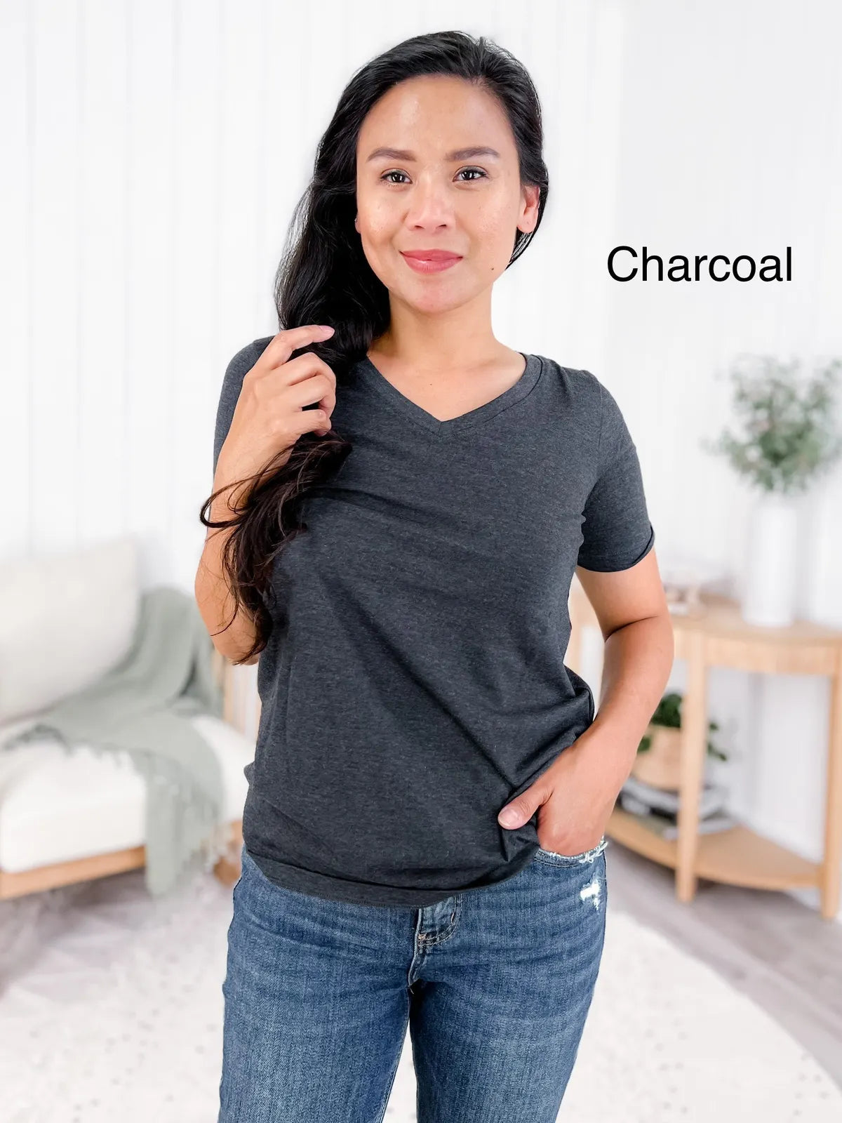 Short Sleeve Cotton T-shirt - Charcoal