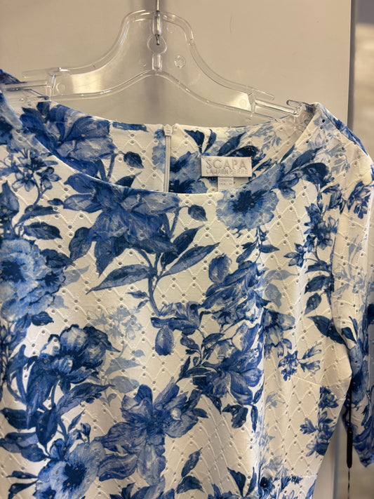 Scapa Floral Pencil Skirt Blue/White