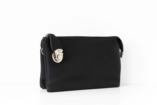 7012 -BLACK CROSSBODY BAG WITH WRISTLET