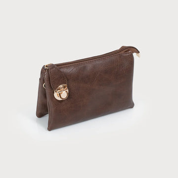 7012 - Triple Crossbody Bag - Chocolate