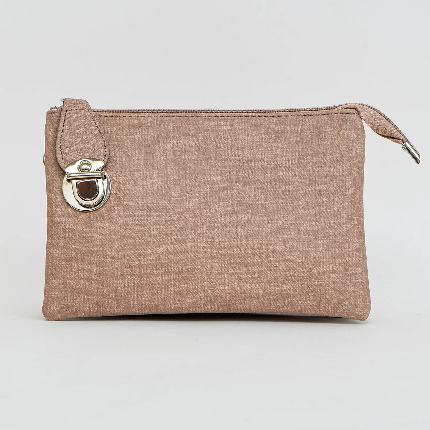7012 - TAUPE CROSSBODY BAG WITH WRISTLET