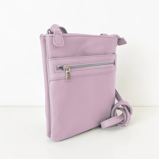 7095 - LAVENDER CROSSBODY BAG WITH FRONT ZIPPER