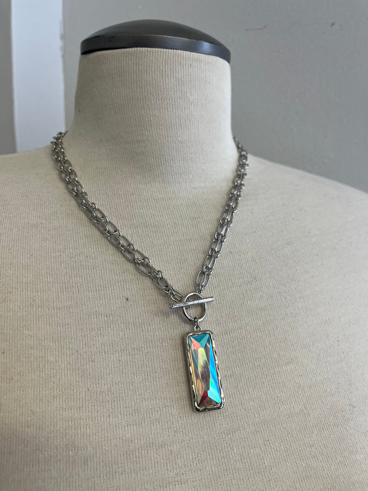 Tiffany Style Neck with Crystal - Silver