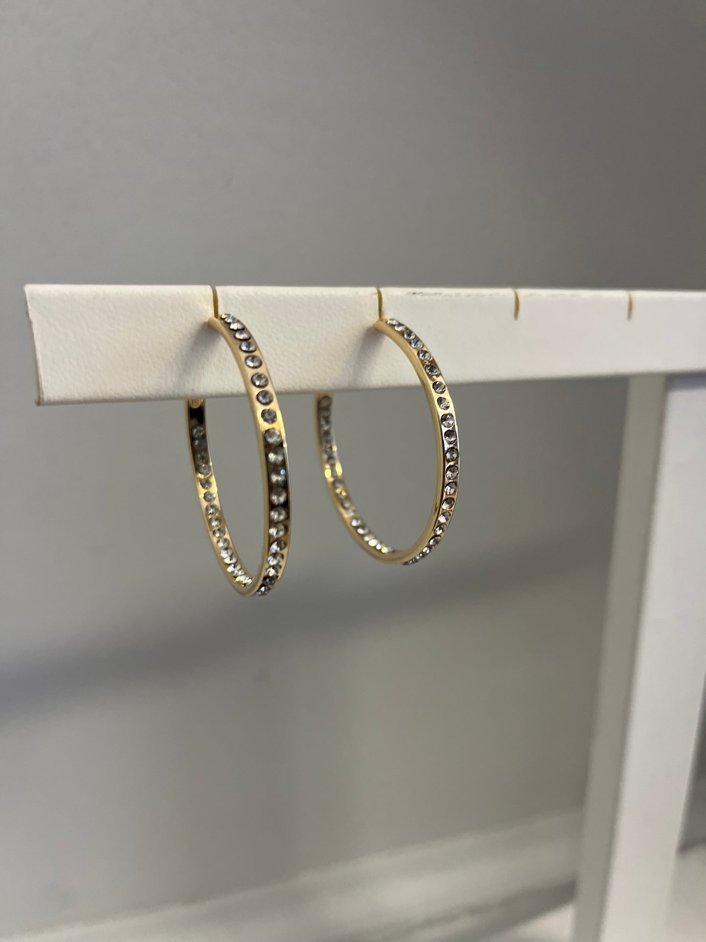 Hoop Earrings with Crystals - Gold
