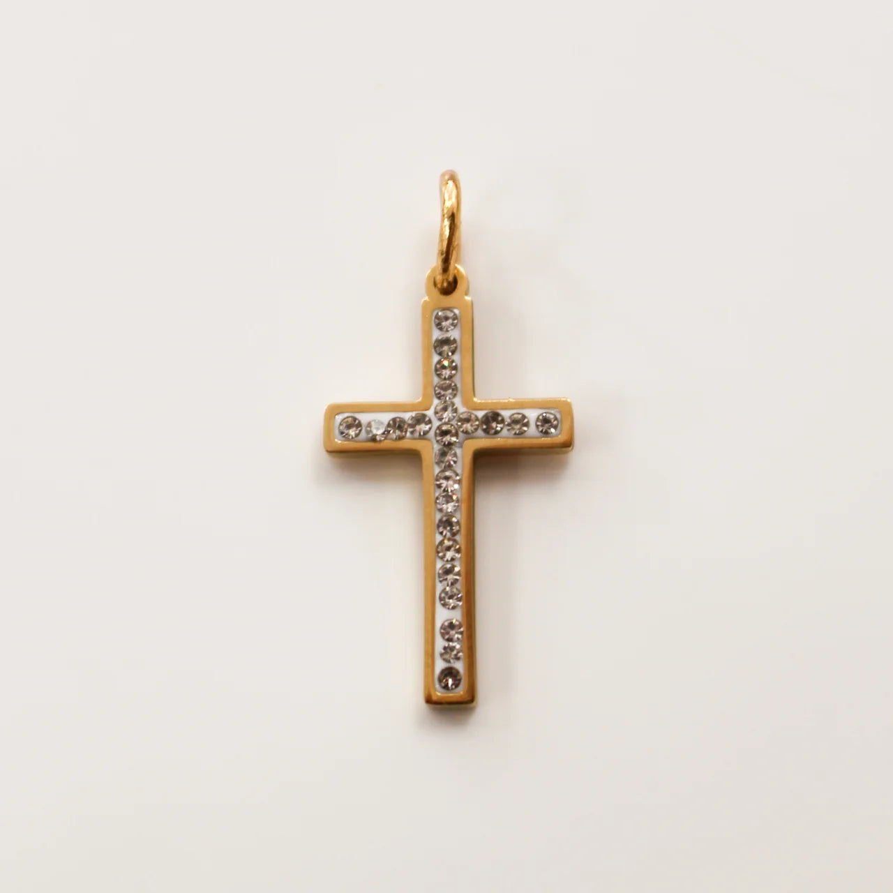Charm - Cross Rhinestone Gold