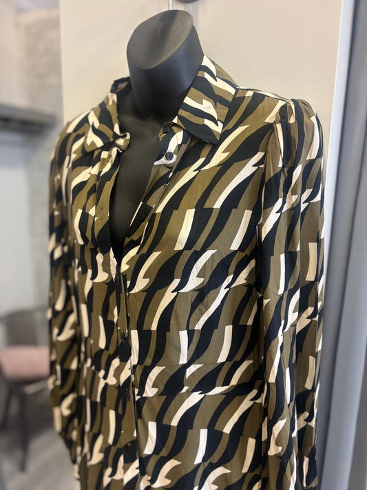 Yerse Olive Green/Black Long Sleeve Dress