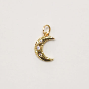 Charm - Moon Rhinestone - Gold
