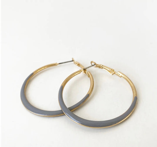 2491 - HOOP EARRINGS - GLD/GREY