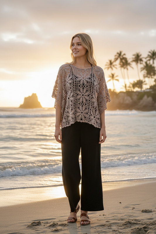 The Boho Crochet Top - Mocha