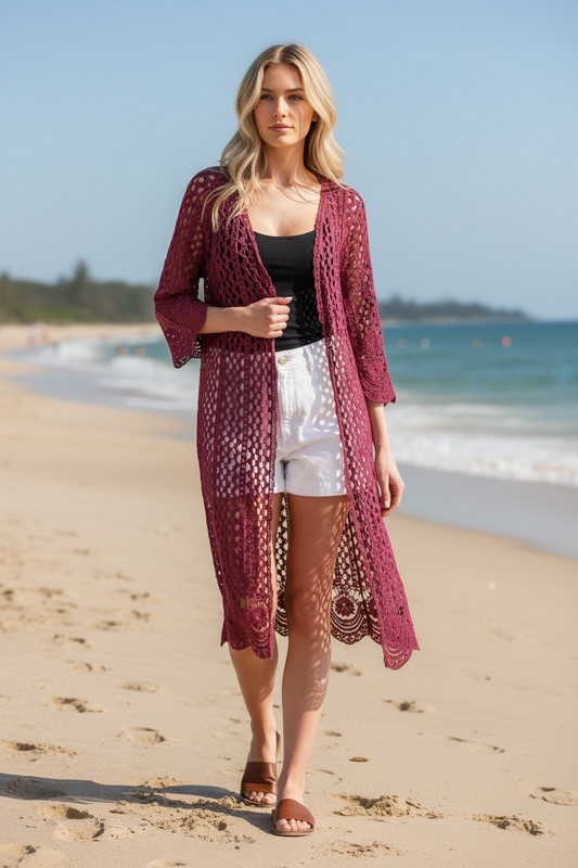 The Boho Crochet Kimono - Peonie