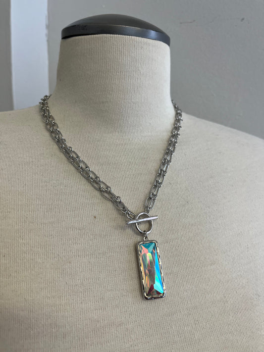 Tiffany Style Neck with Crystal - Silver