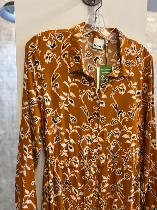 Ichi - Rust Boho Long Sleeve Dress