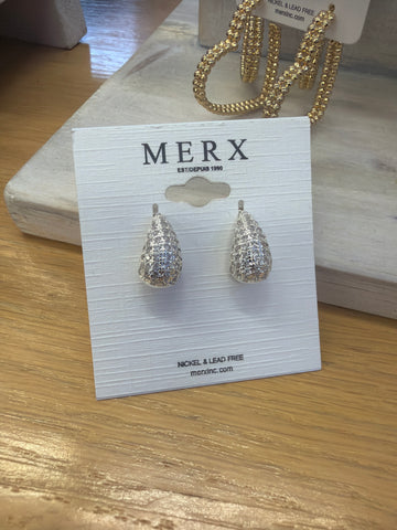 0302432 - Merx Huggie Crystal Earrings - Silver