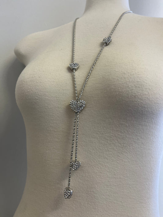 Dangle Hearts Pendant Necklace & Earrings Set