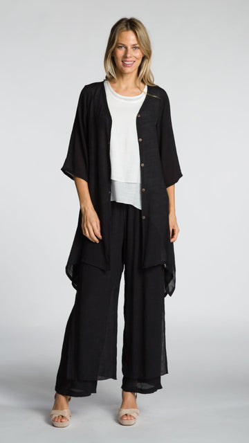 Linen Button Asymmetrical Blouse