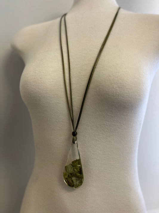 Adjustable Rope  Resin Tear Drop Necklace