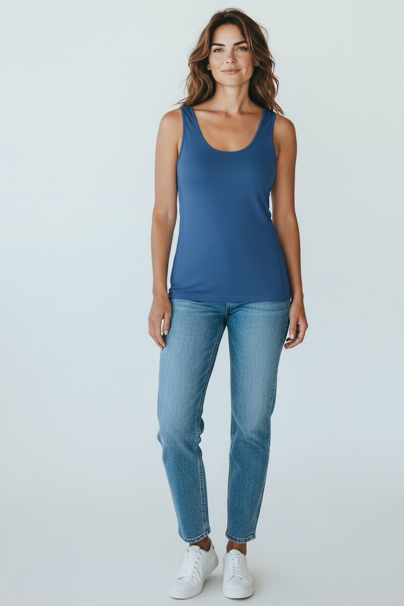 Seamless  Bamboo Tank - Denim