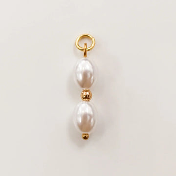 Charm - Double Pearl Drop Gold