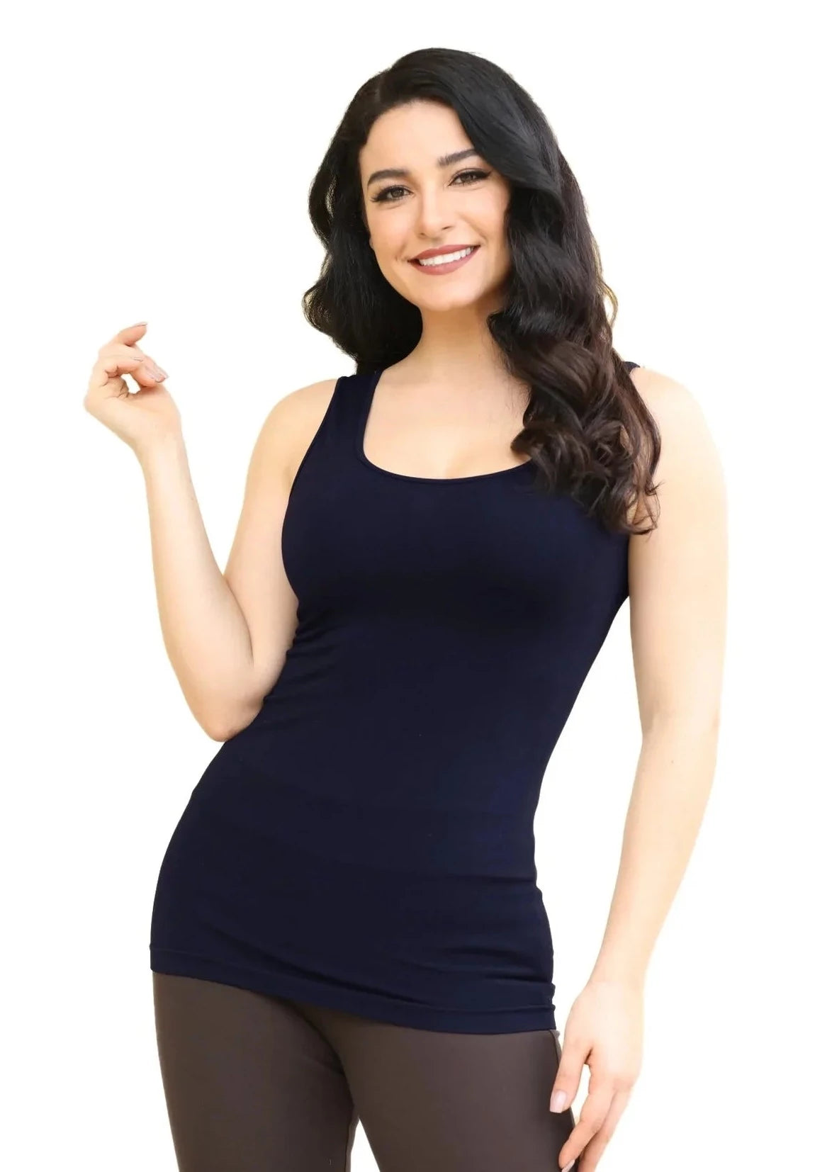 Seamless Fitted Bamboo Tank (Navy)