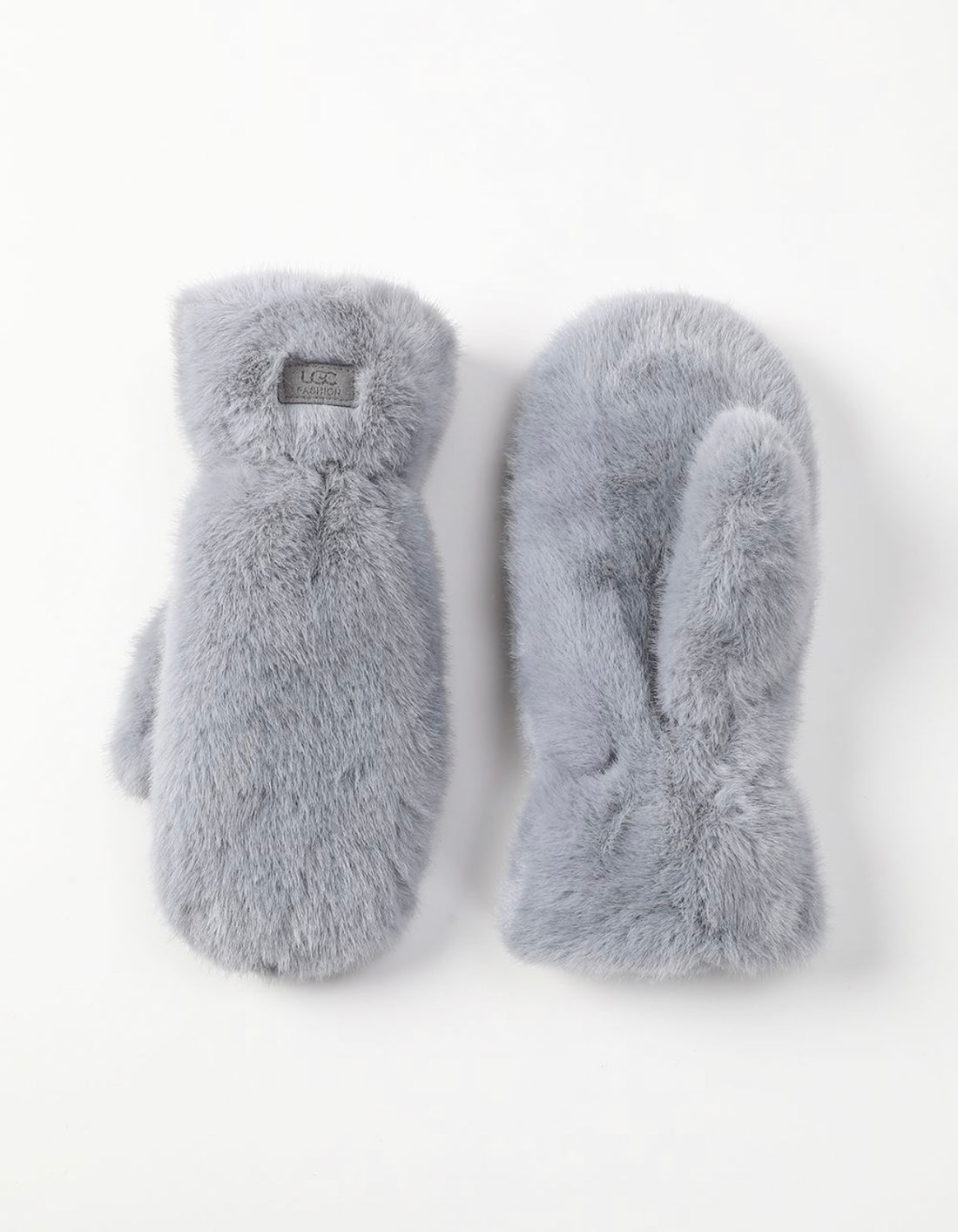 Faux Fur Mittens - Light Grey