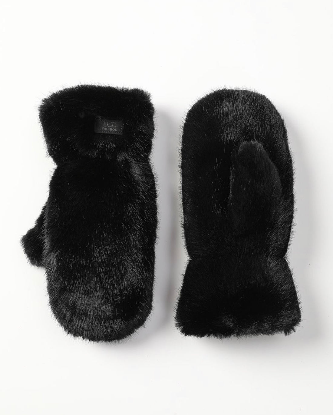 Faux Fur Mittens - Black