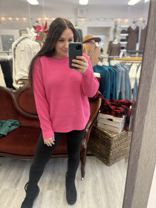 Waffle Sweater - Pink